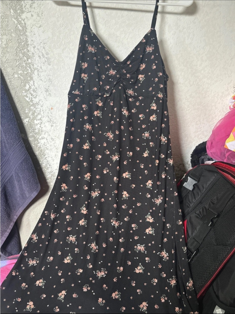 Black Floral Spaghetti Strap Dress